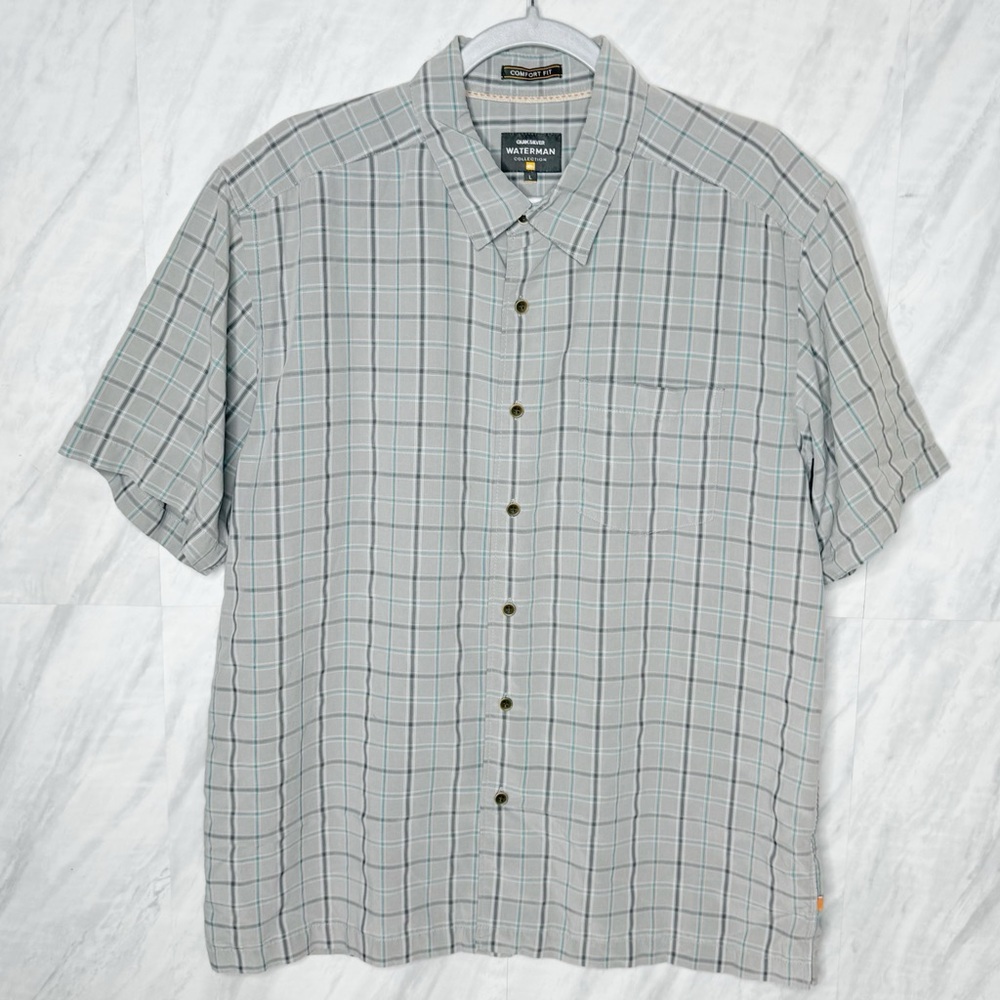 Quiksilver Y2K Casual Gray Check Button Down Shirt
